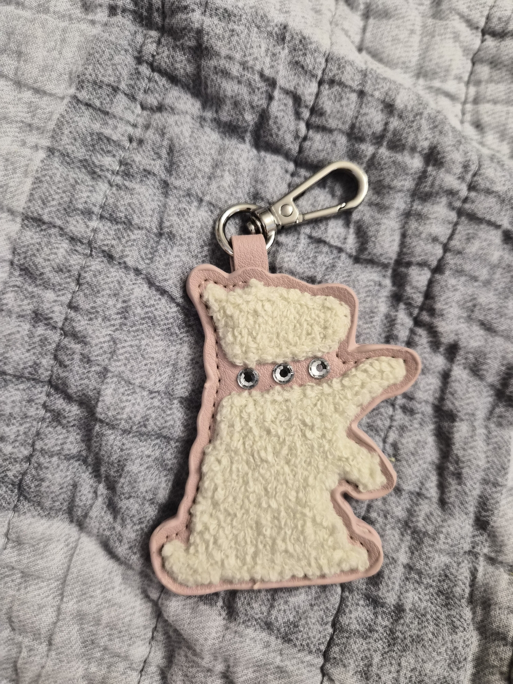 Juicy Plush Cream & Pink Dog Keychain Charm